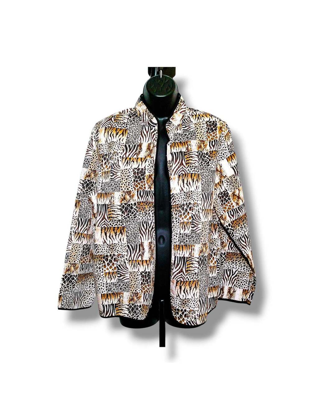 Alfred Dunner Jacket Mixed Animal Print Open Front 14